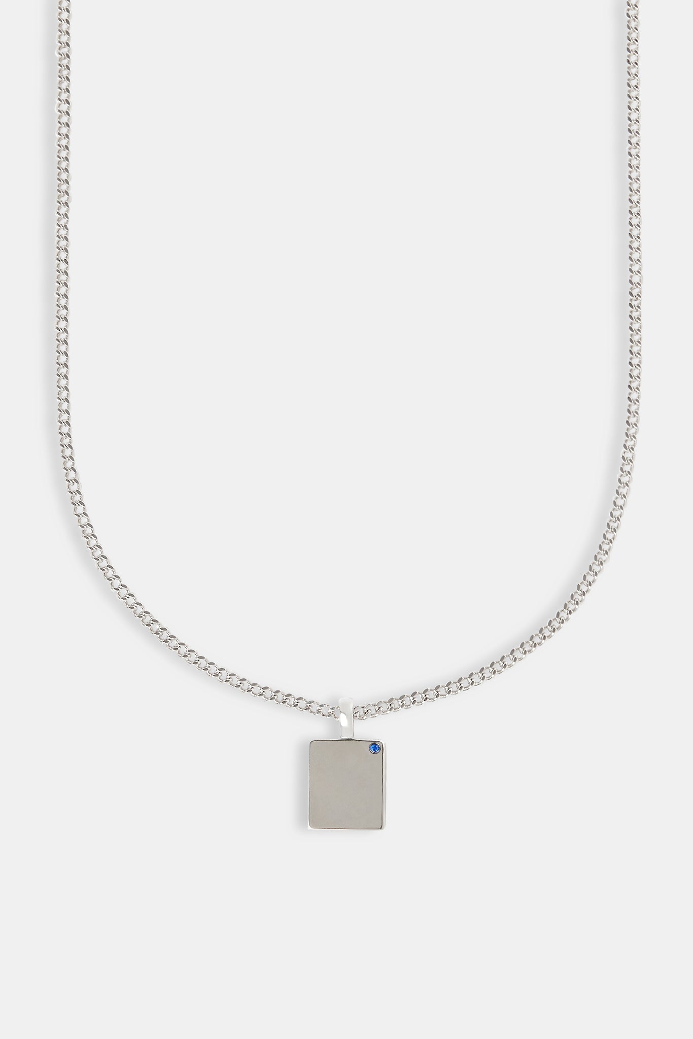 Blue Stone Dog Tag Necklace - 15mm